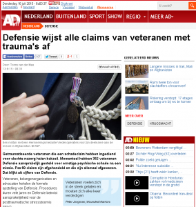 Defensie wijst alle claims van veteranen met trauma s af